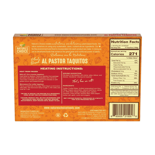Nature's Choice Plant Based Taquitos Al Pastor Style (6 Pack Bundle)